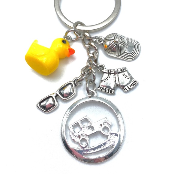 Yellow Duck ATV Off Road Keychain Bag Charm Ducking Cap Sunglasses Short… - Picture 4 of 6